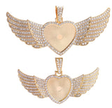 Big Heart Angel Wing Rhinestone Pendant