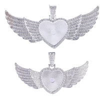 Big Heart Angel Wing Rhinestone Pendant