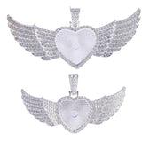 Big Heart Angel Wing Rhinestone Pendant