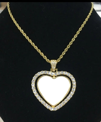 Large Heart Rotating Rhinestone Pendant